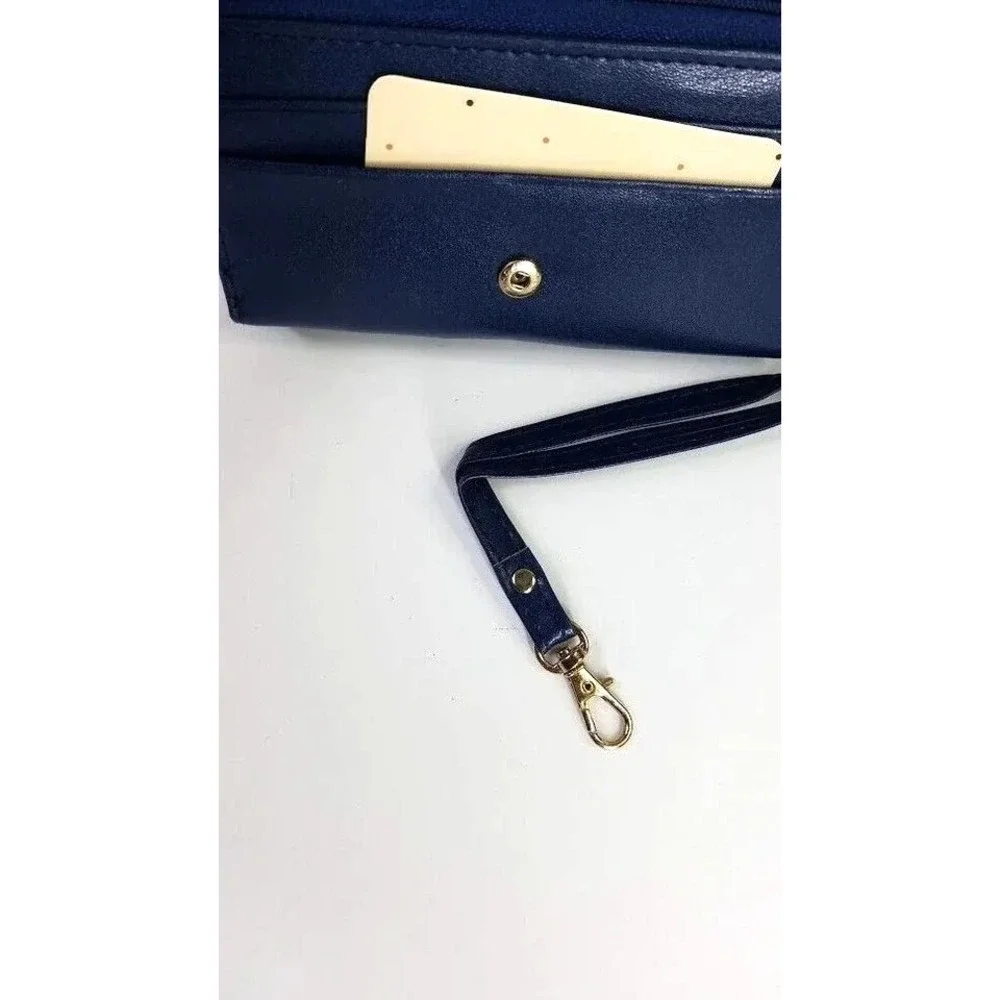 Donbook Crown Smart Porch Wallet Wristlet Navy Blue‎ Phone Clutch Purse Case